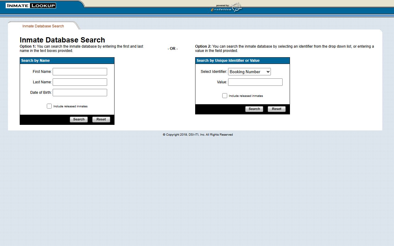 Riverside Regional Jail IML inmate database search form